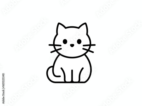 Cute Kitten Icon – Adorable Cat Vector Illustration Isolated on White
