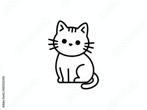 Cute Kitten Icon – Adorable Cat Vector Illustration Isolated on White
