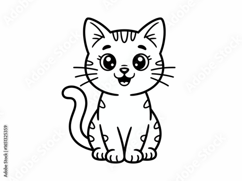 Cute Kitten Icon – Adorable Cat Vector Illustration Isolated on White
