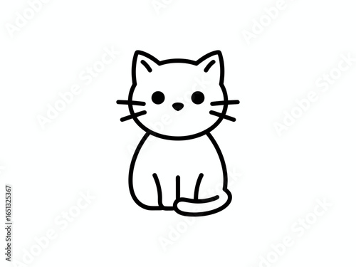 Cute Kitten Icon – Adorable Cat Vector Illustration Isolated on White
