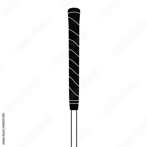Black golf club grip with white stripes vector