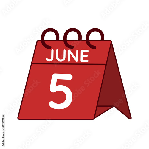 june 5 desk calendar vector on white background
Vector red calendar flat icon