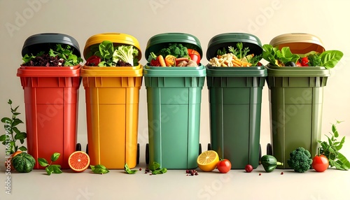 Colorful bins with food waste recycling. (1)