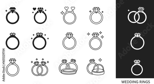 Wedding Ring Icon Set