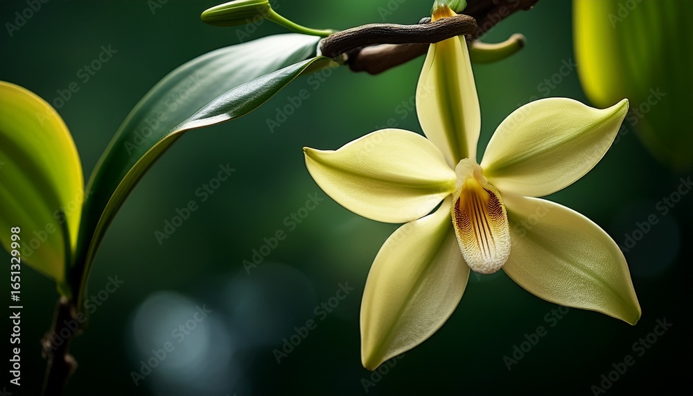 Obraz premium a close up shot of a vanilla plant showing its delicate