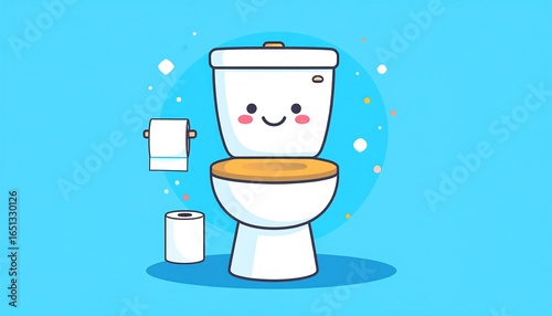 Cute toilet cartoon illustration