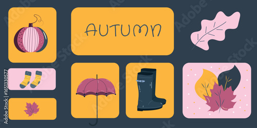Autumn season modern creative banner. Vector illustration