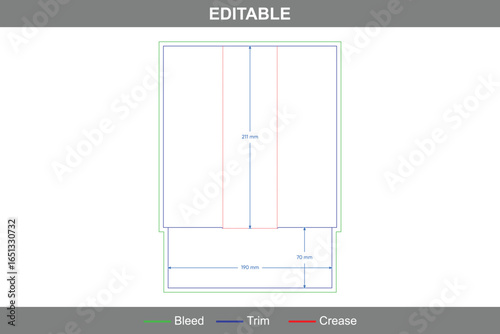 Custom dimensions 3-point block divider inserts dieline with precise die line, box dieline format, and sturdy dieline packaging for structured compartment use