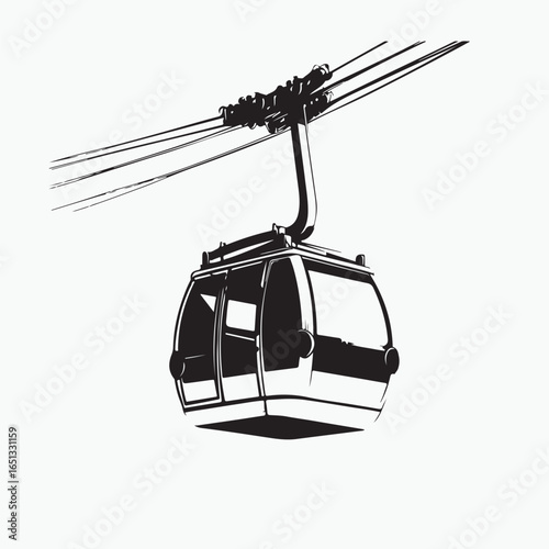 cable car on a white