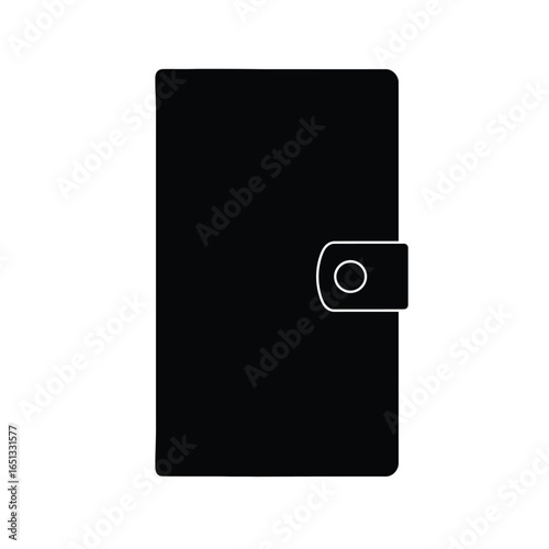 Black notebook with white closure cover