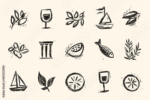 set of alcohol icons, such as wine, champagne, whisky, bar, beer, pub