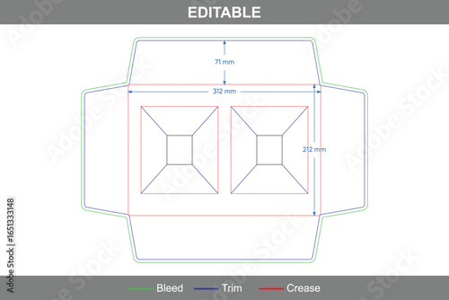 Custom dimensions square hole inserts dieline featuring clean die line accuracy, box dieline design, and functional dieline packaging for product stability