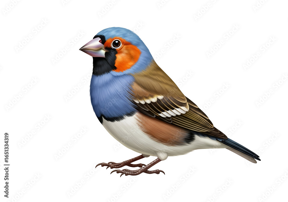 Obraz premium Highly detailed and colorful digital illustration of a European goldfinch bird with vibrant