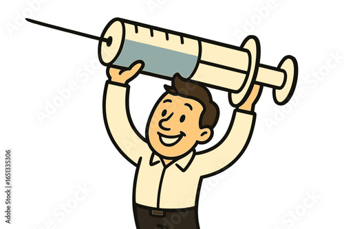 Flat vector illustration of a male character experiencing inner peace, living in the moment, and achieving emotional awareness and balance, suitable for a mindfulness web banner or landing page