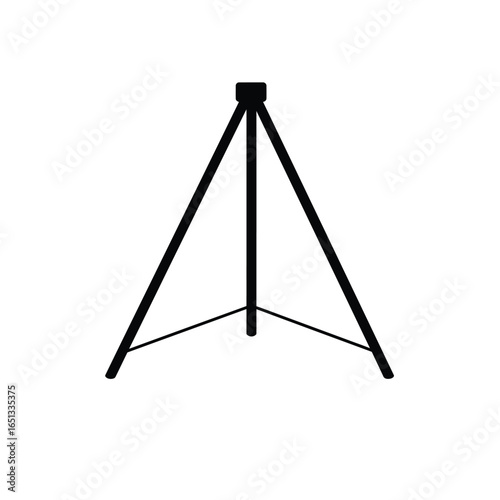 Black tripod on white background stand support