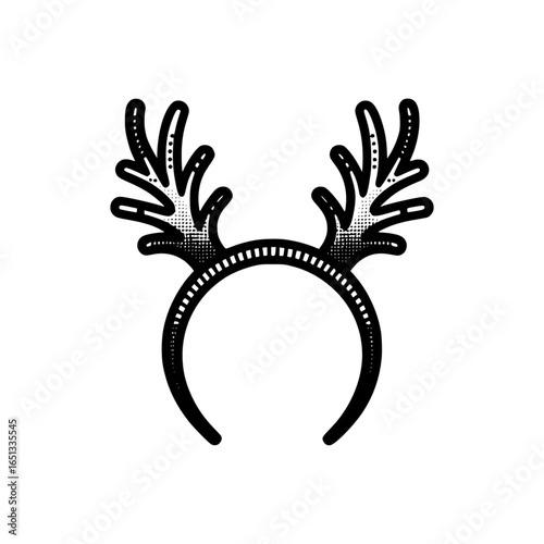 Reindeer antlers headband black vector icon with transparent background 