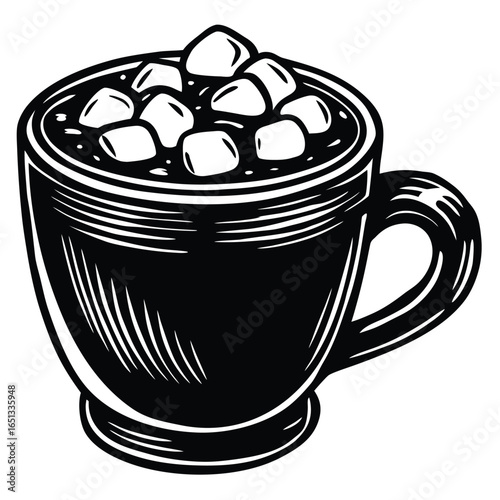 Hot chocolate mug with marshmallows drink beverage