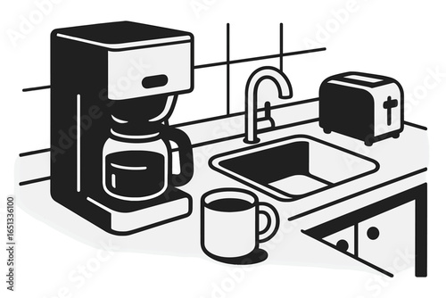 Doing household chores like cleaning dishes with a home dishwasher on a sunny afternoon