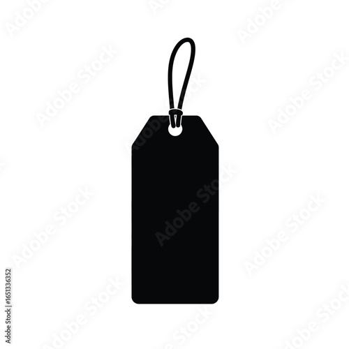 Black tag with string label hanging