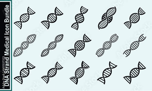 DNA Strand Medical Icon Bundle Genetic Blueprint in Vector 