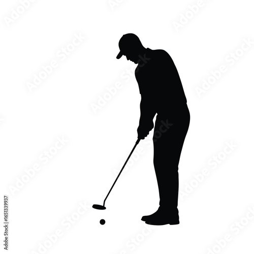 Golfer preparing to putt sport athletic