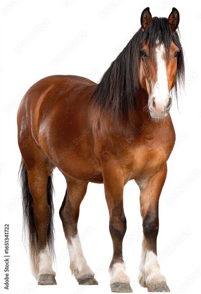 Obraz premium A full shot of a sturdy, reddish-brown horse