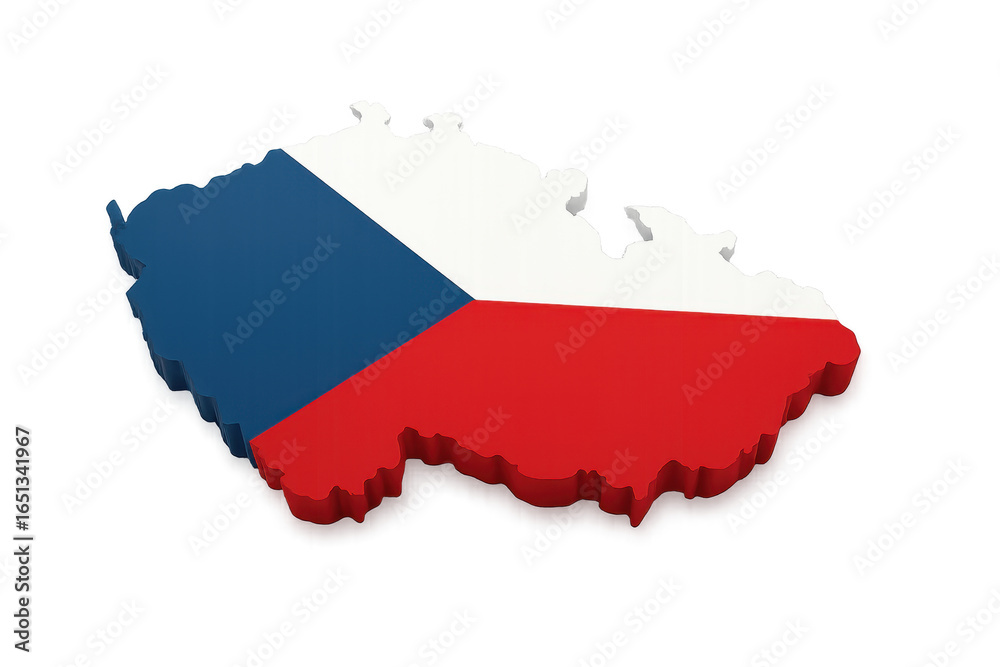 Fototapeta premium Czech Republic map with flag colors on transparent background