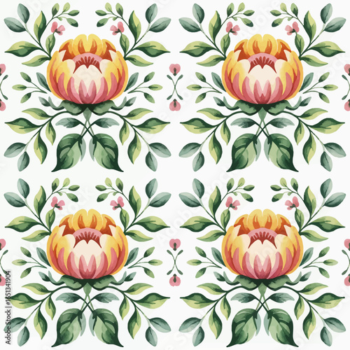 A seamless watercolor floral pattern.
