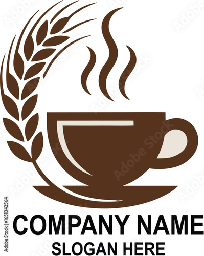 Warm Coffee Cup with Wheat Stalk Represents Delicious Food and Drink Experience