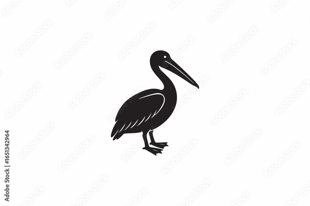 Fototapeta premium A Pelican bird vector silhouettes black image made by adobe illustrator. eps