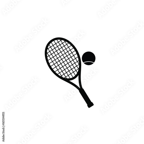 Black tennis racket and ball sport game