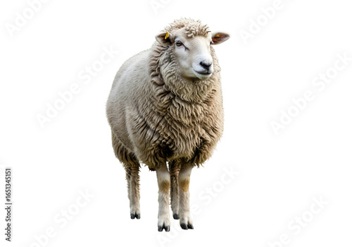 majestic sheep standing confidently against a black background highlighting its woolly fleece and