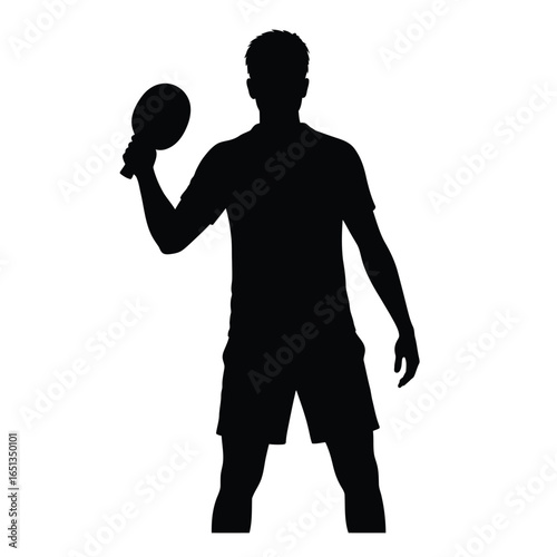 Man holding ping pong paddle silhouette