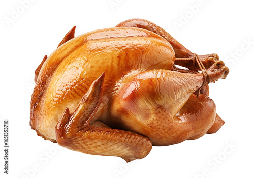 Raw whole chicken with skin intact on black background for culinary preparation and presentation