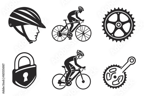 Bicycle sport equipment icons