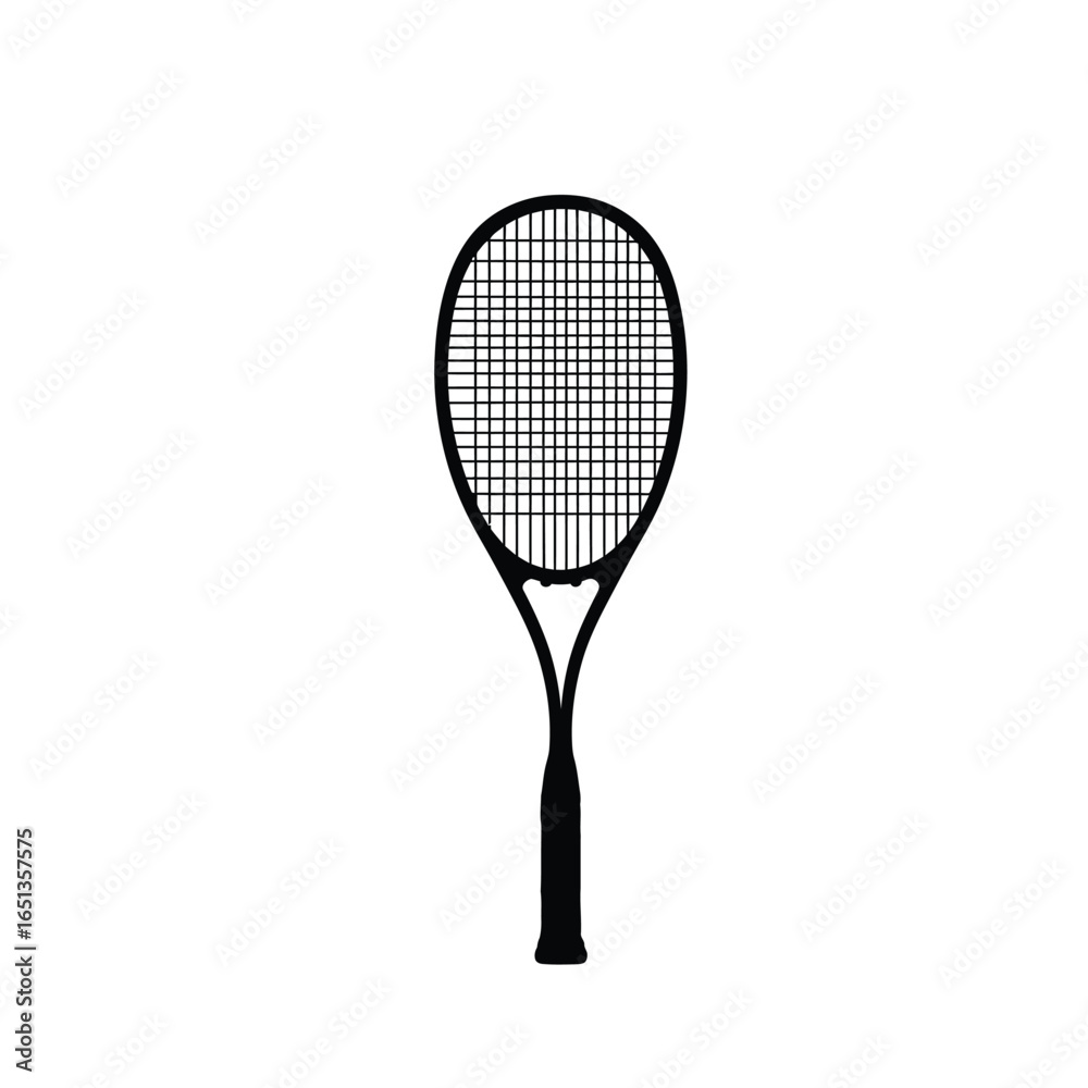 Black tennis racket on white background sports equipment Black tennis racket on white background sports equipment
