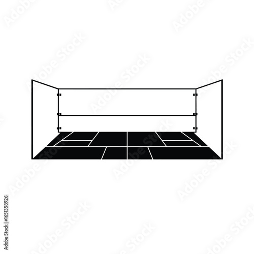 Squash court lines and net black