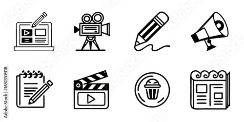 Content creation icons isolated on white