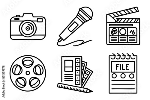 Media production icons isolated on white