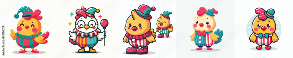 Fototapeta premium vector of chicken in clown costume