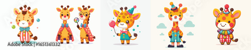 giraffe vector in clown costume