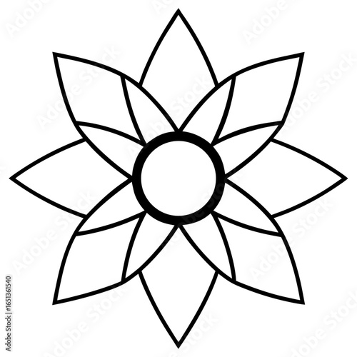 This Image Features a Circular Stylized Lotus Bloom