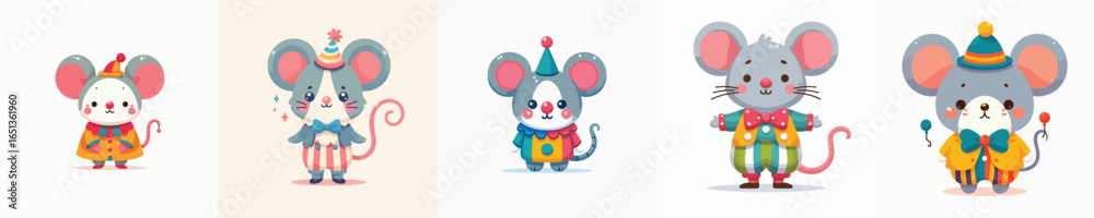 Naklejka premium clown costume mouse vector