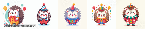 hedgehog vector in clown costume