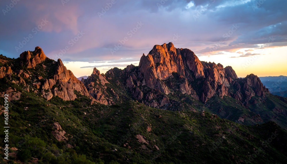 Fototapeta premium Mountain sunset panorama