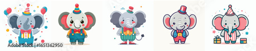 elephant vector in clown costume