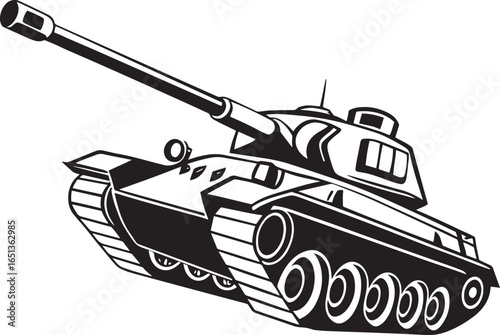Russian T34 tank vector illustration with cannon and armored military design