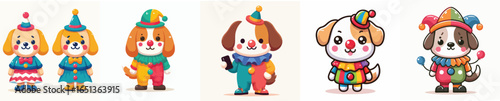 vector dog in clown costume