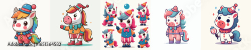 vector horse in clown costume