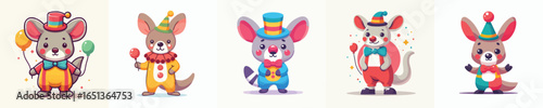 kangaroo vector in clown costume